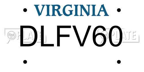 DLFV60 Virginia License Plate