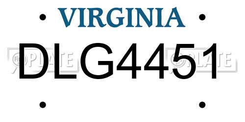 DLG4451 Virginia License Plate