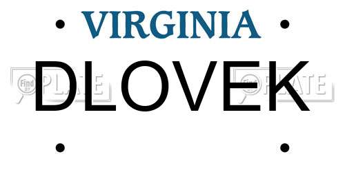 DLOVEK Virginia License Plate