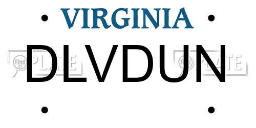 DLVDUN Virginia License Plate