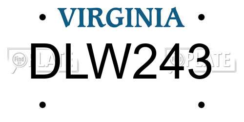 DLW243 Virginia License Plate