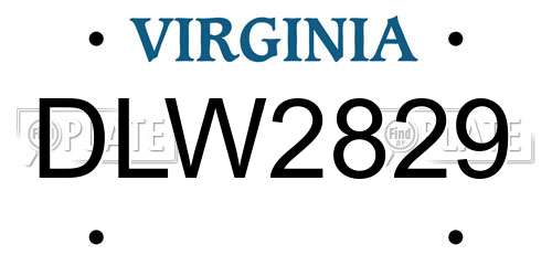 DLW2829 Virginia License Plate