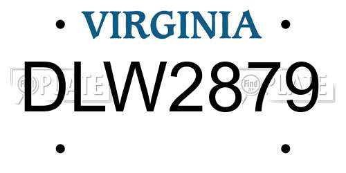 DLW2879 Virginia License Plate