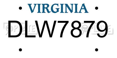 DLW7879 Virginia License Plate