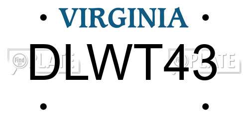 DLWT43 Virginia License Plate