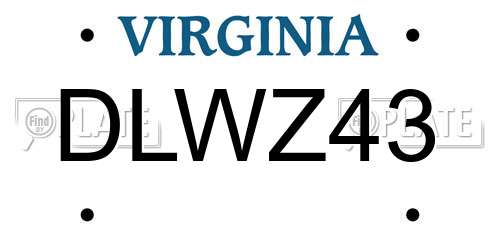 DLWZ43 Virginia License Plate
