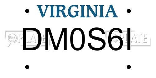 DM0S6I Virginia License Plate