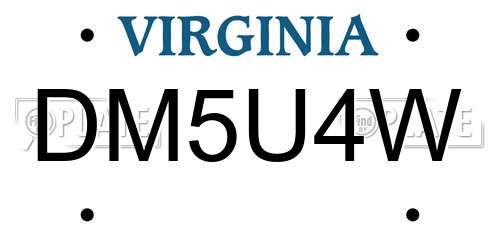DM5U4W Virginia License Plate