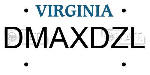 DMAXDZL Virginia License Plate