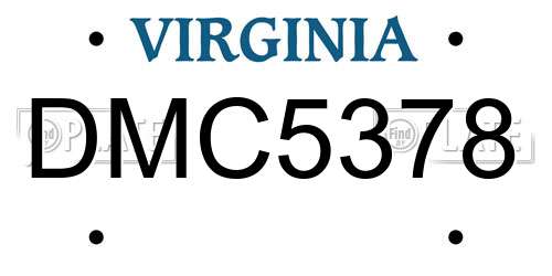 DMC5378 Virginia License Plate