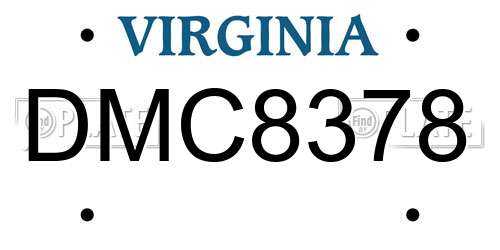 DMC8378 Virginia License Plate