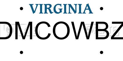 DMCOWBZ Virginia License Plate