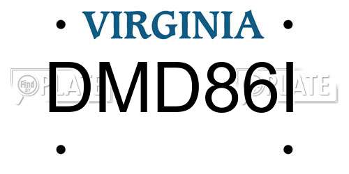 DMD86I Virginia License Plate