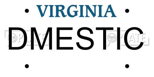 DMESTIC Virginia License Plate