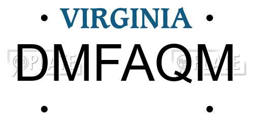 DMFAQM Virginia License Plate