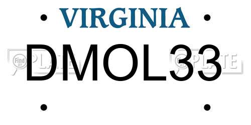 DMOL33 Virginia License Plate