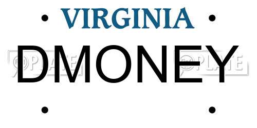 DMONEY Virginia License Plate