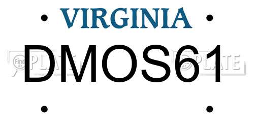 DMOS61 Virginia License Plate