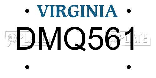 DMQ561 Virginia License Plate