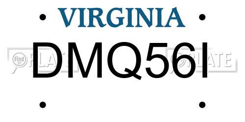 DMQ56I Virginia License Plate