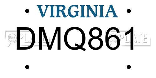 DMQ861 Virginia License Plate