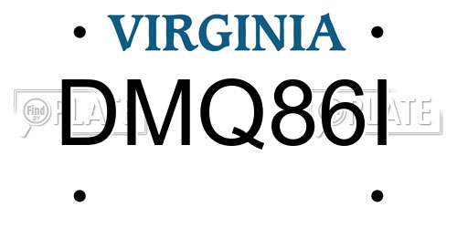 DMQ86I Virginia License Plate