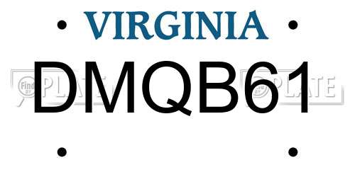 DMQB61 Virginia License Plate