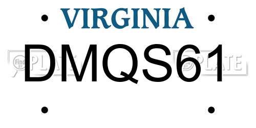 DMQS61 Virginia License Plate