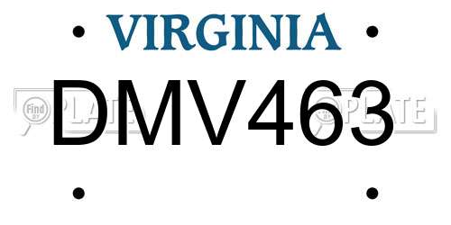 DMV463 Virginia License Plate