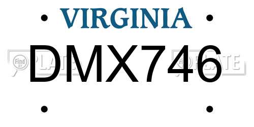 DMX746 Virginia License Plate