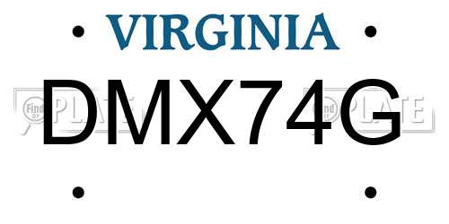 DMX74G Virginia License Plate