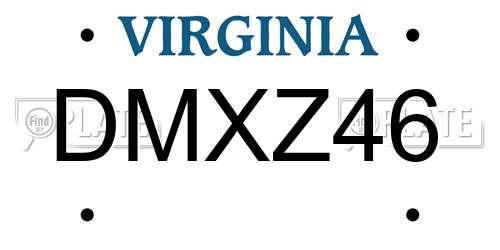 DMXZ46 Virginia License Plate