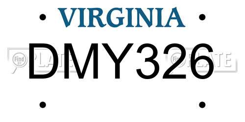 DMY326 Virginia License Plate