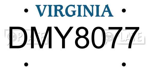 DMY8077 Virginia License Plate
