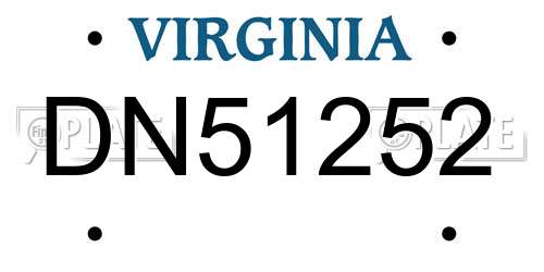 DN51252 Virginia License Plate