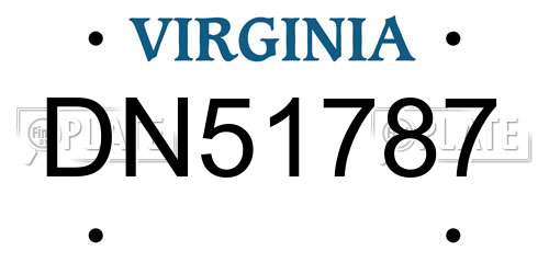 DN51787 Virginia License Plate