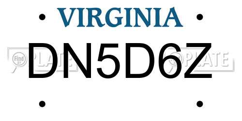 DN5D6Z Virginia License Plate