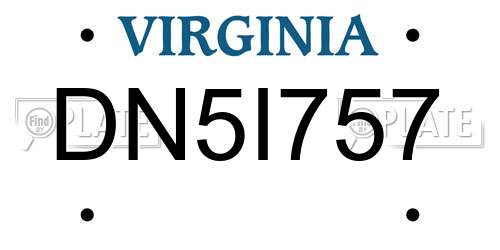 DN5I757 Virginia License Plate