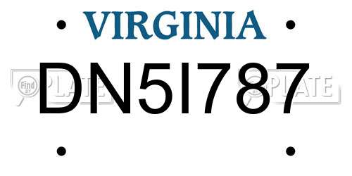DN5I787 Virginia License Plate