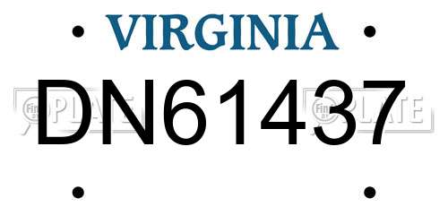 DN61437 Virginia License Plate