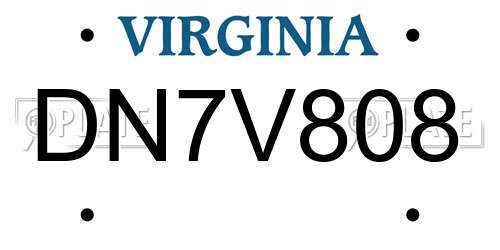 DN7V808 Virginia License Plate