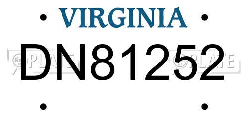 DN81252 Virginia License Plate