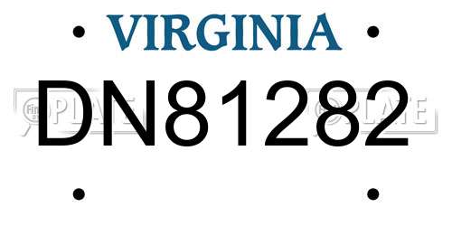 DN81282 Virginia License Plate