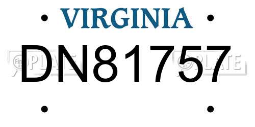 DN81757 Virginia License Plate