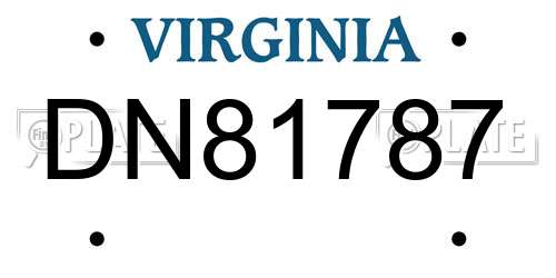 DN81787 Virginia License Plate