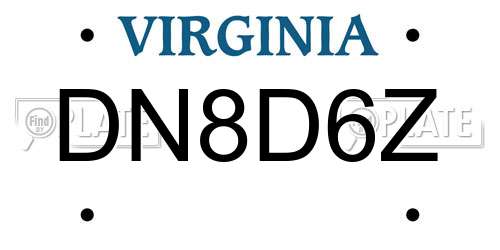 DN8D6Z Virginia License Plate