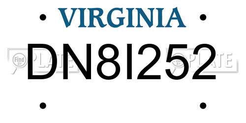 DN8I252 Virginia License Plate
