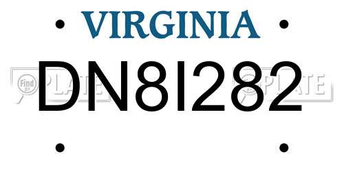 DN8I282 Virginia License Plate