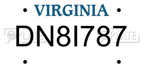 DN8I787 Virginia License Plate