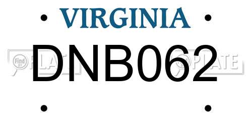 DNB062 Virginia License Plate